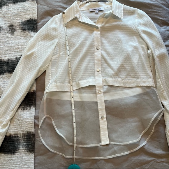 Elizabeth and James half sheer white button up collared shirt - Picture 6 of 11